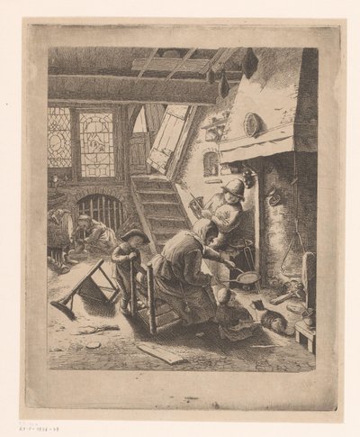 Cuoca di frittelle con uomo e bambini da Ignace Joseph de Claussin (attributed to)