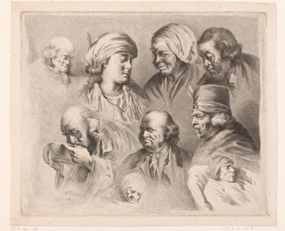 Composizione con nove teste di uomini e donne di età diverse da Ignace Joseph de Claussin