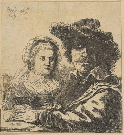 Rembrandt e sua moglie copia da Ignace Joseph de Claussin