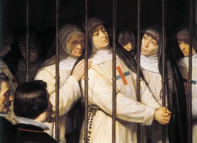 Ritratto di Marcela de San Felix (1605-1687), suora, poetessa e attrice, figlia di Lope de la Vega, al funerale del padre, sostenuta dalle altre sorelle dell