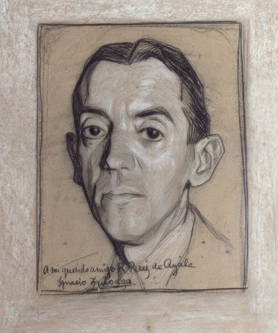 Ritratto di Ramon Perez de Ayala (1888-1962) scrittore e giornalista spagnolo – disegno – generazione del 1914 da Ignacio Zuloaga