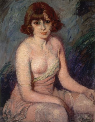 Donna in biancheria intima con un seno scoperto – XX secolo da Ignacio Zuloaga y Zabaleta