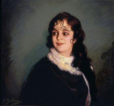 Ritratto di ragazza con riccioli sulla fronte e sulla basetta – XX secolo da Ignacio Zuloaga y Zabaleta