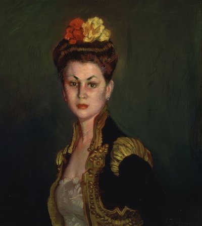 Ritratto di signora con chignon e giacca da torero da Ignacio Zuloaga y Zabaleta