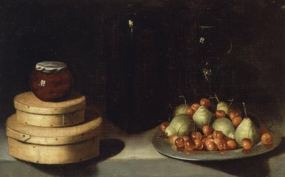 Natura morta (vassoio con ciliegie e pere, scatole e barattolo di miele) da Ignacio Zuloaga y Zabaleta