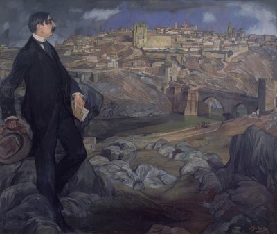 Maurice Barrès con Toledo sullo sfondo da Ignacio Zuloaga y Zabaleta