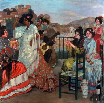Suonare la chitarra sul balcone, c.1903 da Ignacio Zuloaga y Zabaleta