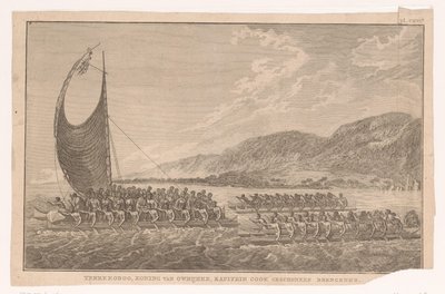 Abitanti delle Hawaii e il loro re portano doni a James Cook da Ignaz Sebastian Klauber (possibly)