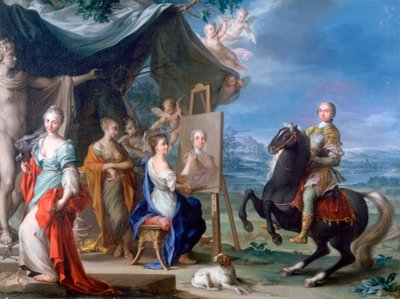Ritratto equestre di un nobile come protettore delle arti, c. 1699-1748 da Ignaz Stern