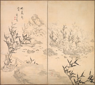 Bambù con bel tempo dopo la pioggia, metà del 1700 da Taiga Ike
