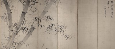 Bambù al chiaro di luna, Schermo pieghevole a sei pannelli, c.1758-60 (inchiostro su carta) da Ike no Taiga