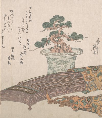 Albero di Pino in Vaso e Arpa Giapponese Koto da Ikeda Eisen