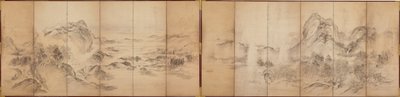 Vedute di montagna, retro di uno schermo a sei pannelli, Periodo Edo, 1856-58 da Ikeda Koson