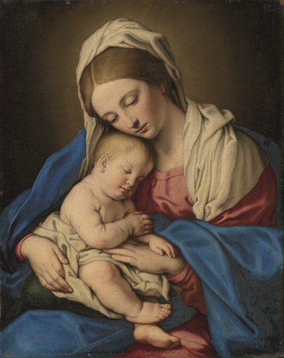Madonna con Bambino (olio su tela) da Il (1609-85) Sassoferrato