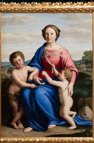 La Vergine Maria con Gesù Bambino e San Giovanni Battista da Il  Sassoferrato