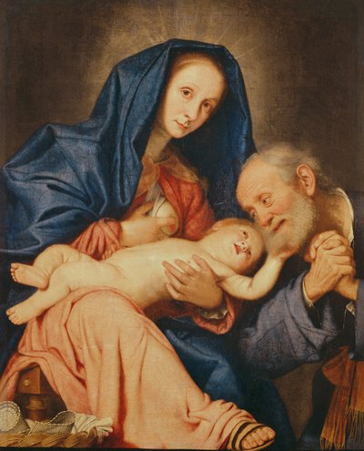 La Sacra Famiglia con un cesto da Il Sassoferrato
