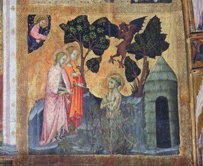 San Francesco si getta nei rovi spinosi, affresco dalla Porziuncola, 1393 da Ilario da Viterbo