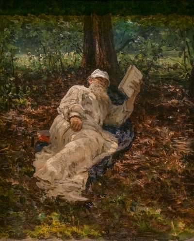 Lev Tolstoj a riposo nella foresta da Ilya Efimovich Repin