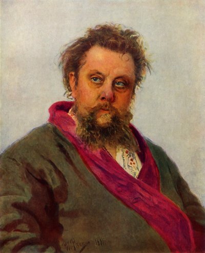 Ritratto del compositore Modest Petrovich Mussorgsky da Ilya Efimovich Repin