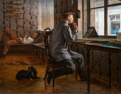Studenti che si preparano per un esame da Ilya Efimovich Repin
