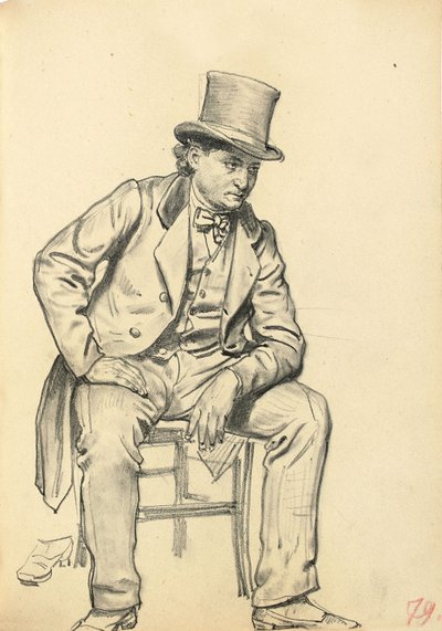 Uomo seduto, braccio appoggiato sulla gamba, c. 1872-1875 da Ilya Efimovich Repin