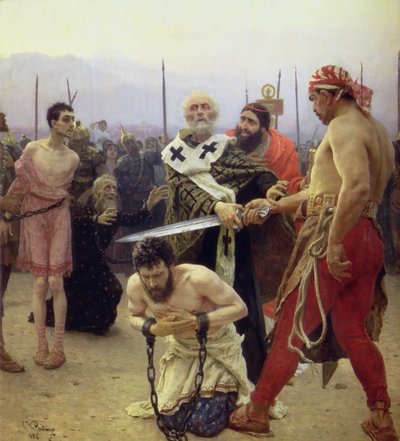 San Nicola libera tre uomini ingiustamente condannati a morte da Ilya Efimovich Repin