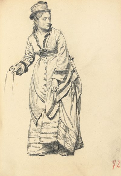 Donna in Piedi che Tiene il Suo Vestito da Ilya Efimovich Repin