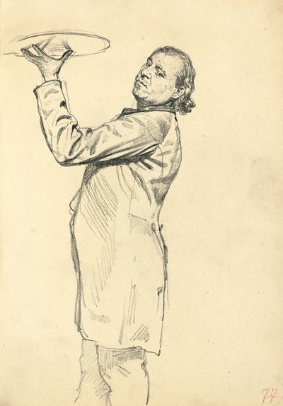 Studio per "Un caffè parigino": Un cameriere che tiene un vassoio, c. 1872-1875 da Ilya Efimovich Repin