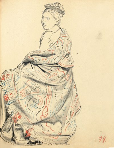 Studio per "Un Caffè Parigino": Studio del Vestito per una Donna Seduta da Ilya Efimovich Repin