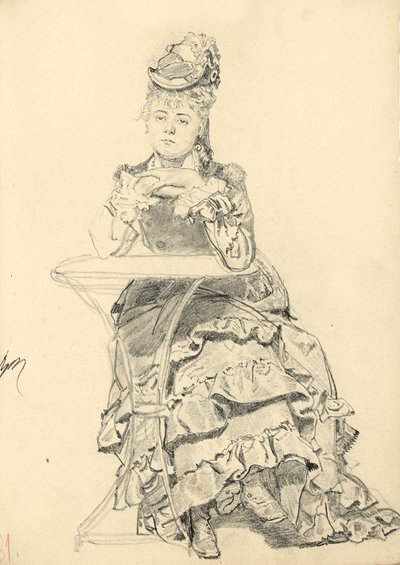 Donna seduta a un tavolo del caffè, c. 1872-1875 da Ilya Efimovich Repin