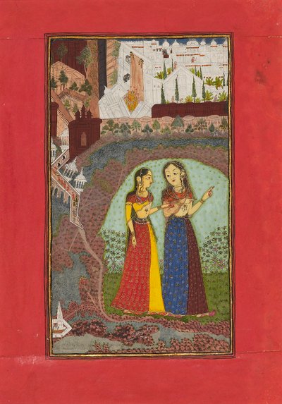 Due signore in un paesaggio con palazzo, c. 1725 da Incha Ram