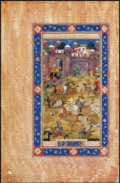 Nariman uccide il figlio del Khaqan della Cina. Dal poema epico Garshaspnama di Asadi Tusi da Indian Art