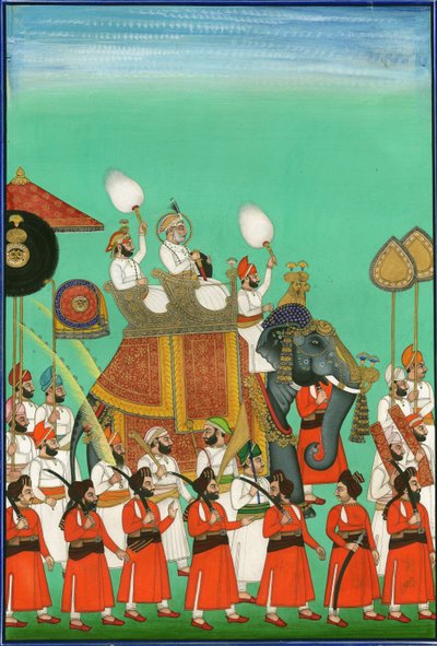 Raja di Jodhpur a cavallo di un elefante, c1780 da Indian Art