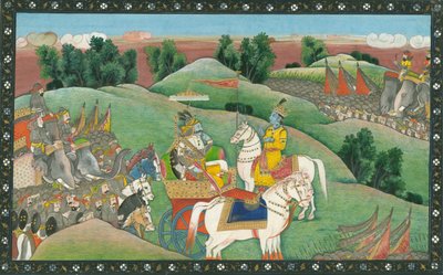 Il dialogo tra il Signore Krishna e Arjuna, c. 1830 da Indian Art