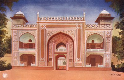 Agra: La porta del mausoleo di Etmadudowla (foto a colori) da Indian photographer