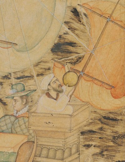 Una caravella attaccata da un mostro marino, Mughal India, c.1590 da Indian School