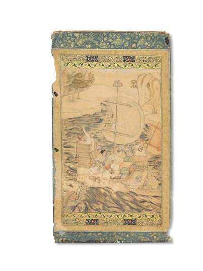 Una caravella attaccata da un mostro marino, Mughal India, c.1590 da Indian School