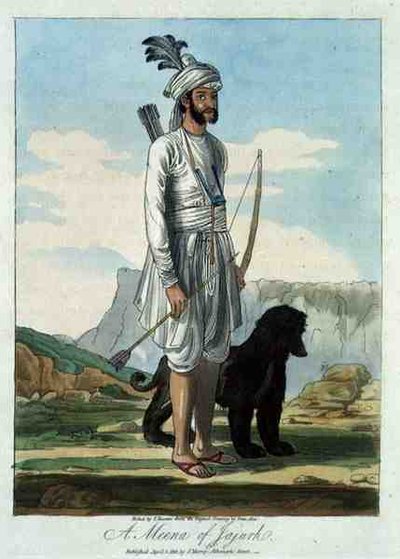 Una Meena di Jajurh, inciso da T. Baxter dopo un disegno di Deen Alee, pub. da J.Murray da Indian School