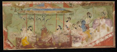 Cerimonia sacrificale, foglio di album con pittura da Indian School