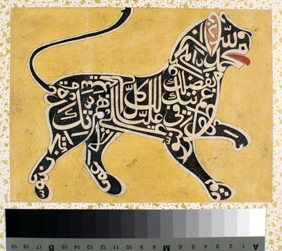 Un leone fatto di calligrafia, c.1800 da Indian School