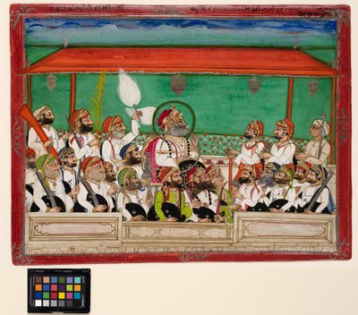 Un maharana che fuma il suo hookah in durbar, c.1870 da Indian School