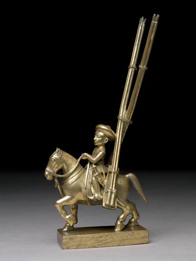 Un guerriero a cavallo con lanciatori di razzi, Indiano, c.1795 da Indian School