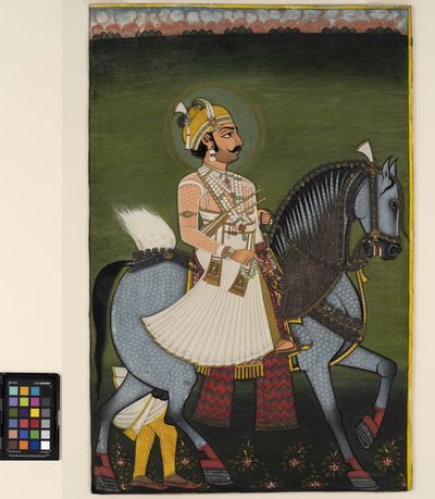 Un thakur di Jhilai a cavallo da Indian School