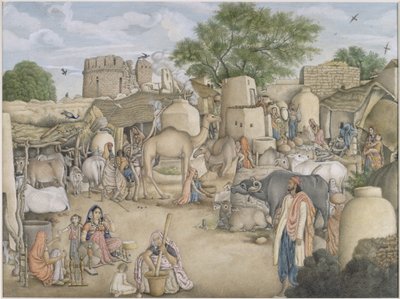 Scena di strada nel villaggio di Raniya, c.1816-20 da Indian School