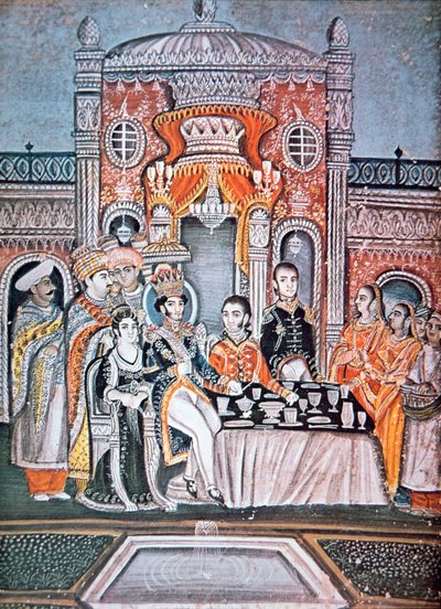 Un principe indiano intrattiene funzionari britannici, c.1810 da Indian School