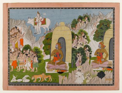 Penitenza di Arjuna, scena da una serie Mahabharata, c.1825-40 da Indian School