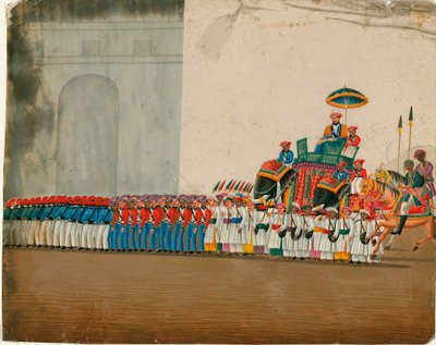 Arte indiana: il sultano sul suo elefante da Indian School