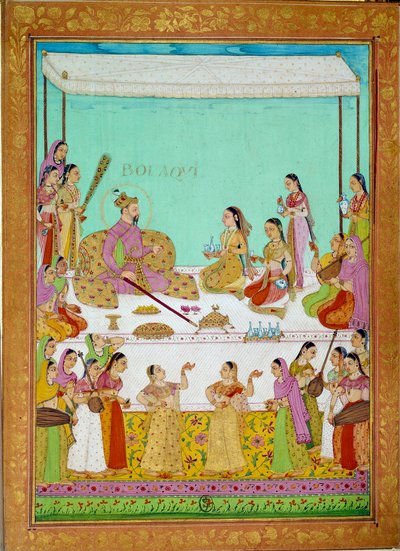 Bolaqui (o khosrou) figlio di Jihangir con la Corte di Shah Alem. Miniatura da un racconto di viaggio di Niccolo Manucci (1638 - 1717), esploratore veneziano. India da Indian School