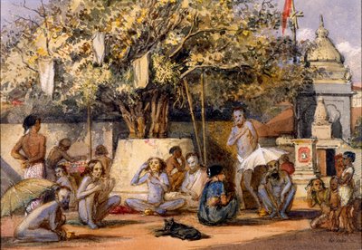 Byragis, mendicanti religiosi indù che si preparano per un festival, Beach Candy, Bombay da Indian School