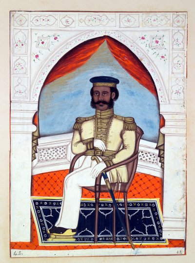 Colonnello Dhunkal Singh, dal Regno del Punjab, i suoi Sovrani e Capi, volume II, un volume di 30 studi ad acquerello di un artista indiano non identificato, c.1840 da Indian School